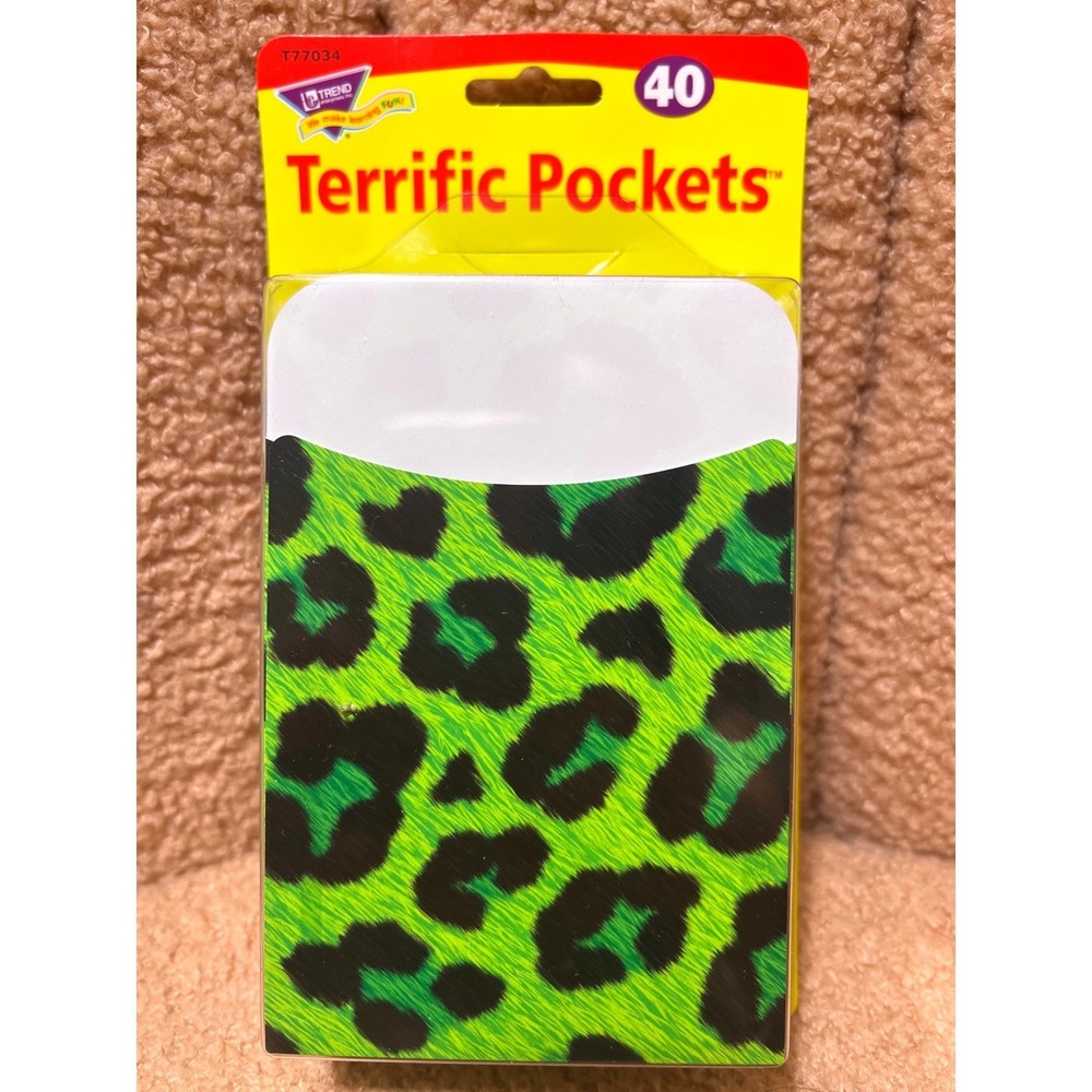 Green Leopard Terrific Pockets 40 Count T77034 Library School Library